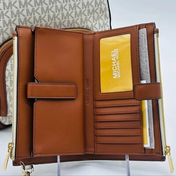 Michael Kors Medium Jaycee Zip Packet Backpack & Double Zip Wallet Wristlet - Picture 14 of 16